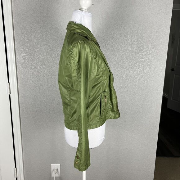 Paparazzi By Biz Size S Bomber Moto Jacket Lightweight Chartreuse Green - Picture 5 of 7